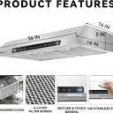 36 Inch(900mm) Under Cabinet Range Hood, 700 CFM Kitchen Vent Hood with Touch & Gesture Control, 3-Speed Quiet Operation, Stainless Steel with LED Lights, Ducted/Ductless