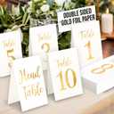 Woodamore Gold Wedding Table Numbers 1-10, Gold Table Numbers For Wedding Reception Decorations, Tables Number Cards 1-10 With Head, Paper Tables Markers For Restaurant, Events