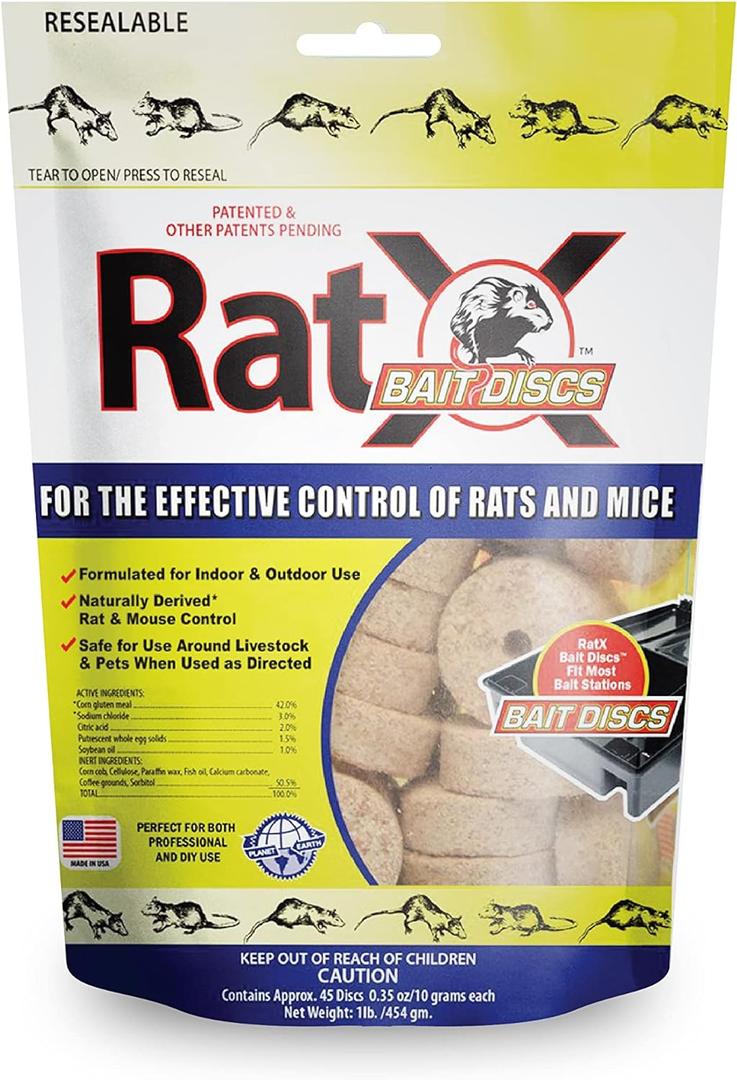 RatX Bait Discs 1 lb. Bag - Contains 45 Discs - for Indoor or Outdoor Use (No Size)