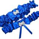 Royal Blue Wedding Belt Set Bridal Garters For Bride Plus Size Available (Blue)