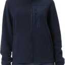 GIMECEN Women's Full Zip Soft Polar Fleece Jacket Outdoor Recreation Coat with Pockets Long-Sleeve Comfortable Outerwear (Blue) Large