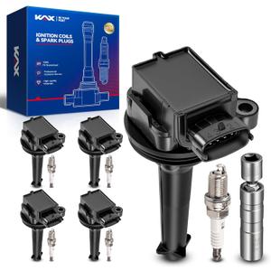 KAX Set of 5 UF341 Ignition Coil Pack & Iridium Spark Plugs w/Magnetic Socket for Volvo 2003-2006 XC90, XC70 1999-2006 V70, S80, S70 2007 V70 2.4L 2001-2005 S60 1999-2004 C70.