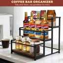 Coffee Syrup Rack Organizer - Metal Bottle Holder for 12 Bottles Rustic Countertop Display Shelf for Coffee Bar, Kitchen Cabinet, Pantry Storage for Syrups, Liquor, Spice, Tea & Wine (3-Tier)