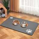 Pet Feeding Mat-Absorbent Dog Mat for Food and Water Bowl-Accessories Pet Supplies-Bowl for Messy Drinkers-No Stains Quick Dry Dog Water Dispenser Mat (16"x24", Dark Grey)