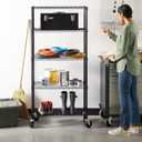 Amazon Basics 5-Shelf Heavy Duty Garage Shelving Storage Rack with 4" Wheel Casters, Adjustable Metal Wire Organizer, 300 lbs Per Shelf, 30" x 14" x 64.75", Black