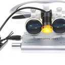 EustomA 2.5X Binocular Loupes Optical Glasses +3W LED Headlight Lamp with Filter + Aluminum Box Silver
