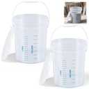 Lounsweer 2 Pack 5 Gallon Clear Bucket with Lid Handle, Round, White
