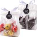 YunKo Cookie Bags for Gift Giving Cellophane Clear Treat Bags for Favors Mini Loaf, Bundt Cake, Hot Cocoa Bomb Packaging With Stickers (100PACK, Translucent)