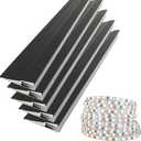 JARBIH 5Pack 1M/3.3ft Ultra-Thin Led Aluminum Profile, 45 Oblique Lighting Cabinet LED Lamp, Invisible H7mm Surface Mounted Wardrobe Layer Shelf Panel Hard Bar Strip Light Channel System(Black)