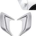 2 PCS 3D Shark Car Hood Air Vent Cover, 6.69" x 8.11" ABS Fender Wing Side Air Flow Decor Trim, Adhesive Anti-Scratch Cars Side Vent Fender Cover, Universal for Car SUV Truck (Silver)
