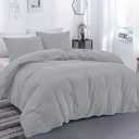 Online Bedding Linen 5PCs Duvet Cover Set 800 Thread Count Egyptian Cotton, Duvet Cover with Zipper Closure & Corner Ties - Super King Size (116" x 98") Inch, Silver Solid