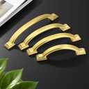 Mengico 10 Pack 5 Inch (128mm) Gold Arch Cabinet Pulls - Zinc Alloy Drawer Handles for Kitchen & Bathroom, Vintage Style Cabinet Hardware
