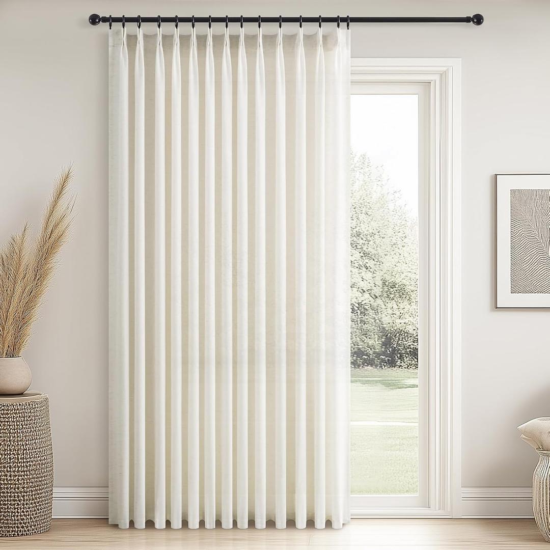Topfinel 108 Inch Pinch Pleated Linen Curtains 1 Panels,Natural Semi Sheer Curtains with Pleated Hooks Back Tab for Track System,Extra Long 9ft Curtain for Living Room Bedroom,72x108,Natural Topfinel 108 Inch Pinch Pleated Linen Curtains 1 Panels,Natural Semi Sheer Curtains with Pleated Hooks Back Tab for Track System,Extra Long 9ft Curtain for Living Room Bedroom,72x108,Natural