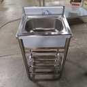 Utility Sink Free Standing Single Bowl Kitchen Sink with Cold and Hot Water Pipe Stainless Steel Sink for Laundry Room Bathroom Farmhouse Mens Gifts, Height: 37 in Inner bowl: 17*13.5 in Backsplash: 4.5 in Leg: 33in