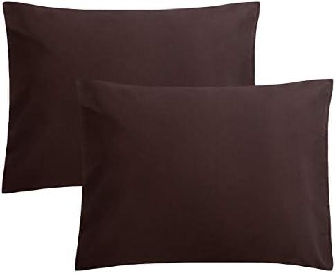 FLXXIE Microfiber Pillow Cases Standard Size, Soft Pillowcases with Envelope Closure, Wrinkle, Stain Resistant Pillow Covers, 20x26, Dark Brown