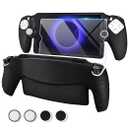 EasEasy Compatible for Sony PlayStation Portal Case, Soft Silicone Protective Cover with 9H Tempered Glass Screen Protector for PS5 Portal AntiScratch Skin Case with 4 Cute Thumb Grip CapsGray