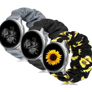 20mm 22mm Scrunchies Watch Bands, Elastic Replacement Bands for Samsung Galaxy Watch 4 5 Pro 6 7 Classic Galaxy Active 1 2 40mm 44mm for Women BGS-S