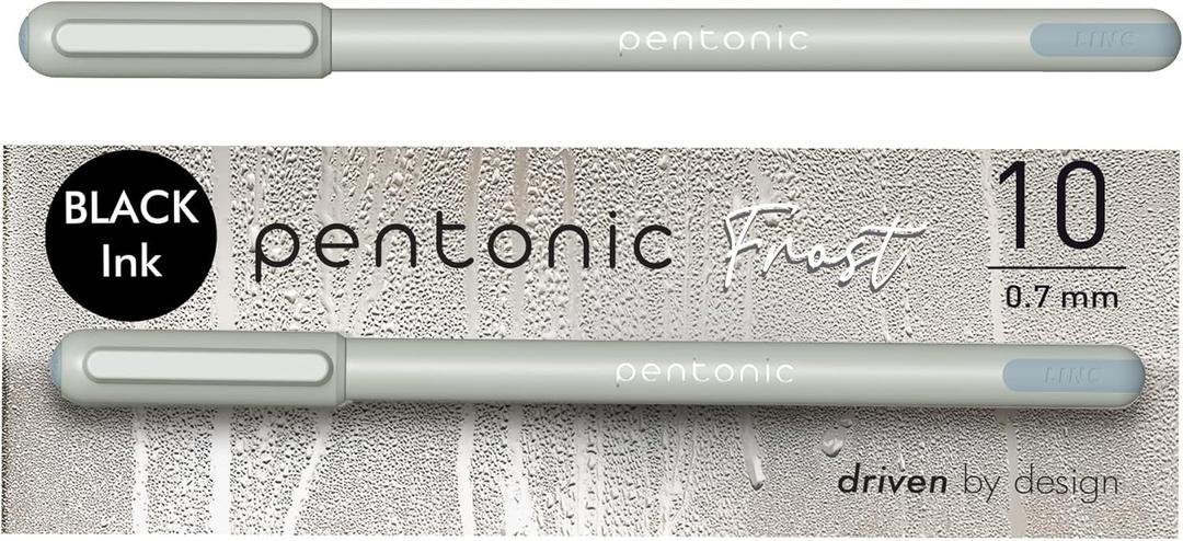 Pentonic Ballpoint Pens, 10 Count, Frosted Pale Gray Barrel with Black Ink, 0.7 mm Fine Point, Smooth Writing For Journaling & Note Taking (PEN13086) (Grey)