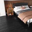 VEELIKE Black Vinyl Plank Flooring Peel and Stick Floor Tile Waterproof Wood Vinyl Floor Tiles with Low Gloss Finish 16-Pack 24 Sq. Ft. Adhesive Laminate Flooring For Bedroom Bathroom Kitchen 6''x36'', Box of 16 Planks