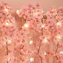 Sunm Boutique 12 Pcs 70.8 Ft Artificial Cherry Blossom Flowers, Faux Lighted Cherry Blossom Garlands, Fake Hanging Silk Flowers Garlands Vines for Home Wedding Party Decor, Pink