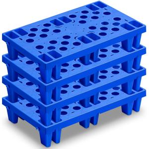 4 Pcs Plastic Pallets for Basement Storage Nestable Moisture Waterproof Lightweight Floor Pallets with Breathable Grid for Indoor Outdoor Supermarket Warehouse (19.6 x 11.8 x 3.9 Inch,Blue)