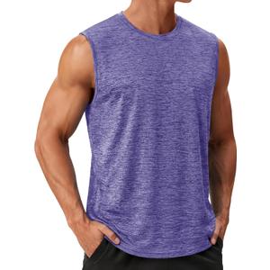 TACVASEN Men's Sleeveless Tee Shirt Quick Dry Workout Gym Tank Tops Summer Cooling Bodybuilding Muscle Shirts (Purple, S)
