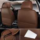 OASIS AUTO Car Seat Covers Full Set Premium Waterproof Faux Leather Cushion Universal Accessories Fit SUV Truck Sedan Automotive Vehicle Auto Interior Protector (013-Brown)