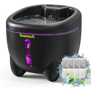 Cat Water Fountain, UV Light Water Fountain for Cats Indoor with Double Wall Inner, 101oz/3L Cat Fountains for Drinking with Quiet Pump, Pet Water Dispenser with Double Power Source & Motion Sensor