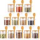Tessco for you 12 Pack 6 oz Glass Spice Jars with Bamboo Lids and Wooden Spoons, Clear Storage Containers for Sugar, Salt, Coffee, Tea, DIY Gifts, and Sugar Scrubs Organization Set for Kitchen