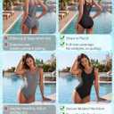 American Trends Athletic One Piece Swimsuits for Women Modest Bathing Suits Criss Cross Back Water Aerobics Swimwear (Green, S)