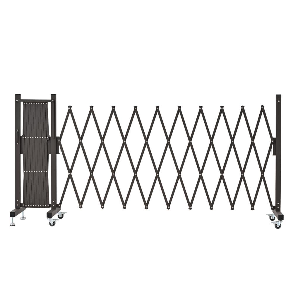 GYMTIME Expandable Metal Barricade, Safety Barrier with Casters, Flexible Mobile Gate, 23 Feet, Brown, Adjustable Temporary Fence for Garden Indoor