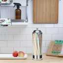 Straw Holder Dispenser Clear Glass Drinking Straw Container with Lid for Counter (Silver)