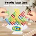 64 Pcs Stacking Tower Game with 22 Cards, Giant Tumble Balance Game for Kids, Family Games for Kids and Adults, Easter Gifts for Teen Boys & Girls, Party Board Game for Kids 6-12 & Adults