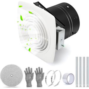 505 Bathroom Exhaust Fan, 8 Inch Fan with 200 CFM, White Vertical Discharge Ceiling Ventilation Fan, Bathroom Vent and Kitchen Exhaust Fan, Attic and Garage Ceiling Fan, Household Ventilation Fans