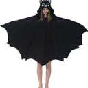 Cozy Bat Costume - Halloween Party Cosplay Hooded Blanket Cape with Bat Wings for Women and Men