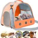 Rabbit Travel Carrier,Lizards Carrier, Small Animal Travel Bag for Bunny Sugar Glider Hedgehog Rat Parrot Bird Guinea Pig, Portable Guinea Pig Travel Cage for 2 (Orange)