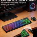 Wireless Keyboard and Mouse Combo, RGB Backlit, Rechargeable & Light Up Letters, Full-Size, Soft Typing, Sleep Mode, 2.4GHz Quiet Keyboard Set for Mac, Windows, Laptop, PC, Trueque KM42Pro (Black)