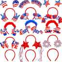 20Pcs 4th of July Headband Patriotic Headbands Star Uncle Sam Hat Balloons Headband for Women Girls American Flag Independence Day Party Favors Fourth of July Party Accessories
