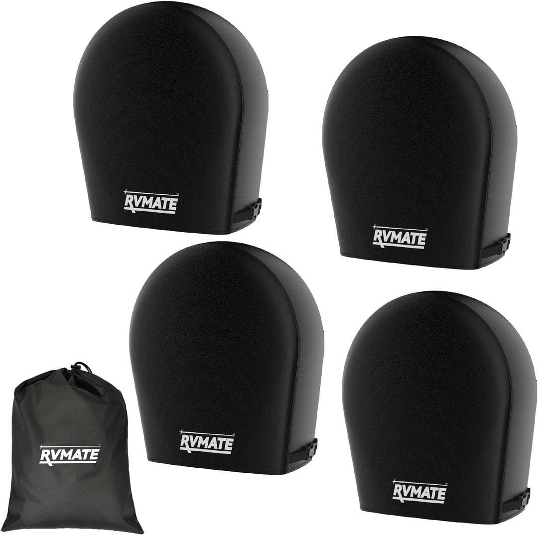 RVMATE RV Tire Covers, Wheel Cover (4 Pack) Fits 27"-29" Diameter Tires, Waterproof Anti-UV Black Tire Covers RV Accessories for Truck/Trailer/Car