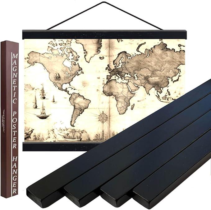 Dacri Home 24 Inch Wide Magnetic Poster Hanger Frame,24x18 24x32 24x36 Wooden Poster Hanger, Strong Magnets for Hanging Posters Maps Pictures Canvas Print Scroll Wall Art (24”, Black) Dacri Home 24 Inch Wide Magnetic Poster Hanger Frame,24x18 24x32 24x36 Wooden Poster Hanger, Strong Magnets for Hanging Posters Maps Pictures Canvas Print Scroll Wall Art (24”, Black)