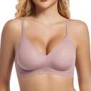 PRETTYWELL Comfort Push up Bras for Women Soft Underwire V Neck Bra Breathable Padded T Shirt Bralettes Seamless Everyday Bra (L)