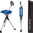 STEP2GOLD Ta-Da Chair Series 2- Portable Walking Stick, Cane with Seat, Foldable Chair, Hiking Stick, for Camping, Hiking, Lightweight Aluminum, Easy Carry, Anti-Slip (M (34.2"), Blue)