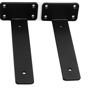 3 Pack - 10 inch Black Hidden L Shelf Bracket (1/5 Inch Thicked) Iron Floating Shelf Brackets Rustic Industrial Metal Brackets for Shelf Support