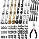 105 Pieces Zipper Repair Kit #3#5#8, Zipper Replacement with Install Plier for Repairing Coats, Jackets, Tents, Backpacks, Sleeping Bag, Luggage