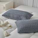 WARMDERN 100% Cotton Waffle Weave Euro Shams Pillow Covers, 2 Pack European Pillowcase 26" x 26" Bed Pillow Covers, Ultra Soft Bed Pillow Shams Cushion Covers for Stylish Home Decor(26 x 26in, Grey)