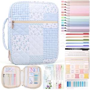 XKDOUS Bible Cover Case for Women Large Bible Bags with Durable Handle Quilted Carrying Case Church Book Holder Bible Study Supplies Accessories for Christian Gifts