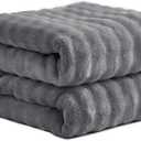 XMNTG Plush Flannel Dark Grey Throw Blanket 3D Bubble Pattern Blanket Lightweight Travel Camping Throw Blanket Soft Cozy Blanket for Couch Sofa Bed Home Decor (Dark Grey, 60''x80'')