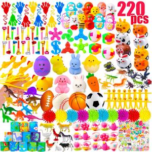 GOAUS Easter Egg Fillers Party Favors for Kids, 220 Pcs Small Toys Prizes Bulk, Goodie Bags Stuffers, Treasure Box Toys for Classroom, Prize Box Birthday Goody Bag
