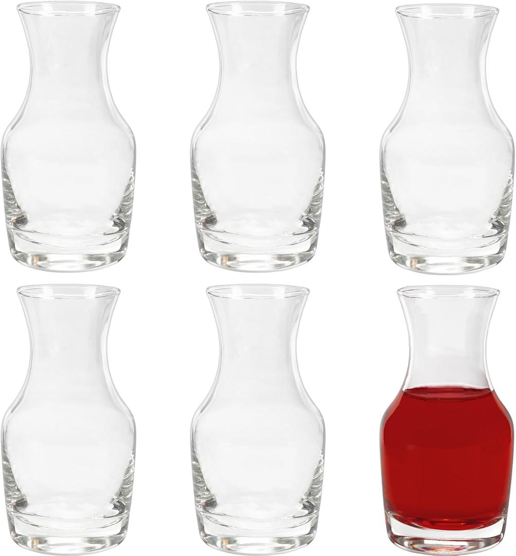 Cornucopia Brands Jarras de vino individuales (paquete de 6); pequeos decantadores de vino de 6.5 oz de una sola porcin de tamao mini personal