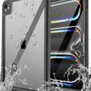 Hualele Waterproof Case for iPad Pro 11 inch M4(2024),Shockproof Drop Proof Full Body with Screen Protector Protective Cover with Lanyard and Kickstand (Black)